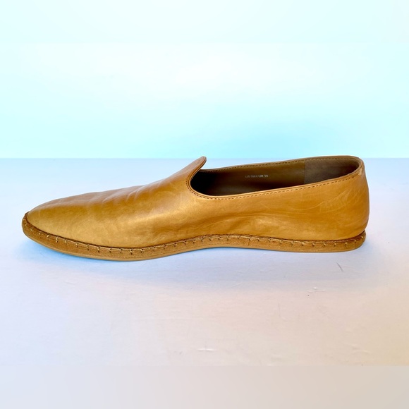Vince Malia Leather Slip-On Espadrille Flats 9 Tan Camel Excellent - Picture 3 of 11